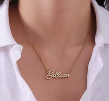 Cargar imagen en el visor de la galería, 18k Custom Name Necklace – Personalized Name Jewelry | Sterling Silver CZ Paved Stones