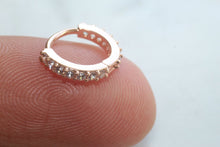 Load image into Gallery viewer, 18K GP Mini Cuff CZ 8mm Hoop Earrings