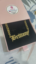 Load and play video in Gallery viewer, 18K Bold Cuban Custom Name Necklace-Old English Font 5mm Cuban