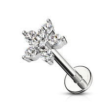 Load image into Gallery viewer, 1Pc Solid 316L Surgical Steel Labret Flower Leaf Cartilage Stud Earrings