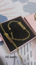 Load and play video in Gallery viewer, Figaro Name Bracelet Old English Font