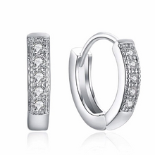 Charger l'image dans la galerie, S925 Sterling Silver Filled Cubic Zirconia Rose Gold 15mm Silver Hoop Earrings Hypoallergenic