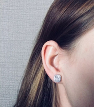 Load image into Gallery viewer, 18K GP Cushion Cut Bold CZ Bridal Stud Earrings