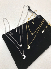 Load image into Gallery viewer, S925 Star & Moon 3D Pendant Double Layer Necklace Adjustable Chain Choker Necklace 40cm+5cm