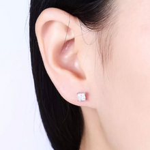 Load image into Gallery viewer, 925 Sterling Silver Filled 18K White Gold Plated Dainty Square Cubic Zirconia Topaz Citrine Multicolour Stud Earrings 5mm