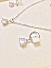 Charger l'image dans la galerie, 925 Sterling Silver Plated Dangle Hoop Earrings Pendant Chain Necklace bridesmaid Jewelry Set