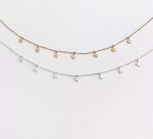 Load image into Gallery viewer, Solid 316L Stainless Steel 7 Star Pendant Choker Necklace 18K Gold Plated Charm Star Necklace