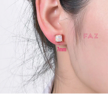 Load image into Gallery viewer, 18K Rose Gold Plated Square Opal Stud Earrings