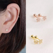 Load image into Gallery viewer, 316L Stainless Steel Cubic Zirconia Cartilage Tragus Ear Helix CZ Ear Cuff Ball back Screw on Earrings No Allergy 16g