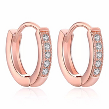 Charger l'image dans la galerie, S925 Sterling Silver Filled Cubic Zirconia Rose Gold 15mm Silver Hoop Earrings Hypoallergenic