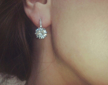 Charger l'image dans la galerie, 925 Sterling Silver Plated Round CZ Diamond Hoop Earrings Bridal Collection