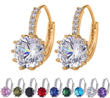 Charger l'image dans la galerie, 925 Sterling Silver Plated Round CZ Diamond Hoop Earrings Bridal Collection