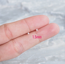Load image into Gallery viewer, Solid 316L Surgical Steel 18K Gold Plated Mini Stud Earrings Nose Pin Bone twist Back CZ 1.5mm 2.0mm 2pc (PAIR) 20g