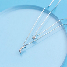 Load image into Gallery viewer, CZ Diamond Star Moon Double Layer Necklace