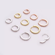 Load image into Gallery viewer, Custom 18K GP Mini Cuff CZ Hoop Earrings