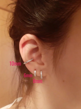 Load image into Gallery viewer, 18K GP Mini Cuff CZ 6mm Hoop Earrings