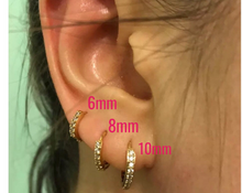 Load image into Gallery viewer, 18K GP Mini Cuff CZ 6mm Hoop Earrings