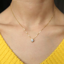 Load image into Gallery viewer, Solid S925 Sterling Silver Dainty Round CZ Pendant Charm Necklace Box Chain 5mm earrings Diamond Jewelry Set Bridal Collection