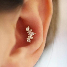 Load image into Gallery viewer, 316L Stainless Surgical Steel Crown 2 3 5 Copper Leaf Cartilage Tragus Helix Ball Screw Back Small Dainty Stud Earrings Hypoallergenic 16G