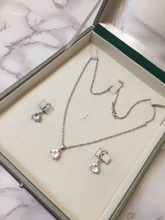 Charger l'image dans la galerie, 925 Sterling Silver Plated Dangle Hoop Earrings Pendant Chain Necklace bridesmaid Jewelry Set