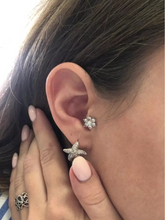Load image into Gallery viewer, 316L Stainless Surgical Steel CZ White Fire Opal Copper Flower Ball Screw Back Stud Earrings 9mm Flower Tragus Cartilage Helix