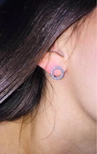 Load image into Gallery viewer, Solid S925 Sterling Silver 18K Rose Gold Plated Round Hollow Circle CZ Stud Earrings 11mm - Edit Listing - Etsy_filesSolid S925 Sterling Silver Hollow Circle CZ Stud Earrings