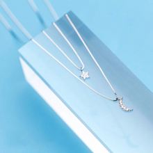 Load image into Gallery viewer, CZ Diamond Star Moon Double Layer Necklace