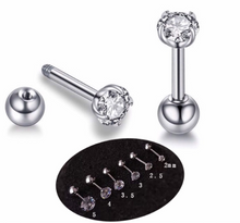 Load image into Gallery viewer, Surgical Steel Ball Screw Back CZ Diamond Stud Earrings