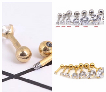Load image into Gallery viewer, Surgical Steel Ball Screw Back CZ Diamond Stud Earrings