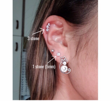 Load image into Gallery viewer, 316L Stainless Steel Cubic Zirconia Cartilage Tragus Ear Helix CZ Ear Cuff Ball back Screw on Earrings No Allergy 16g