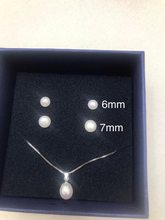 Load image into Gallery viewer, Genuine S925 Solid Sterling Silver Natural Freshwater Pearl Stud Earrings Pearl Box Chain Necklace Bridal Collection