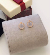Load image into Gallery viewer, Solid S925 Sterling Silver 18K Rose Gold Plated Round Hollow Circle CZ Stud Earrings 11mm - Edit Listing - Etsy_filesSolid S925 Sterling Silver Hollow Circle CZ Stud Earrings