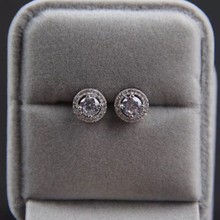 Load image into Gallery viewer, S925 Sterling Silver Round Halo CZ Diamond Stud Earrings Hypoallergenic