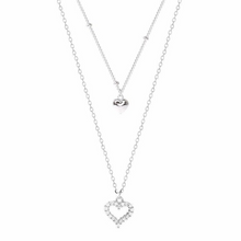 Load image into Gallery viewer, S925 Sterling Silver Filled Heart CZ Diamond Layered Heart Adjustable Length Choker Necklace Hypoallergenic
