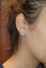 Load image into Gallery viewer, S925 Silver Filled 1.90 carats AAAA+ platinum plated Cubic Zirconia Halo Cushion Shaped Bridal Stud Earrings