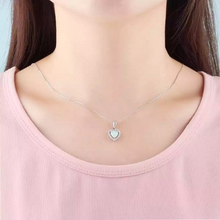 Load image into Gallery viewer, Genuine Solid 925 Sterling Silver Heart Opal chain charm Choker Necklace with Gold plated Heart Opal Stud Earrings Bridal Jewlery Set