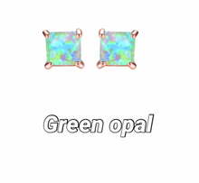 Load image into Gallery viewer, 18K Rose Gold Plated Square Opal Stud Earrings