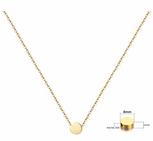 Load image into Gallery viewer, Solid 316l Stainless Steel Plated Round Solid Circle Star Heart CZ Minimalist Pendant 18K Gold Plated Rolo chain Choker Layer Necklace