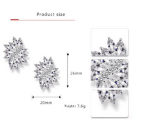 Load image into Gallery viewer, 18K White Gold Plated Floral Cuff CZ Diamond Bridal Collection Leaf Stud Earrings