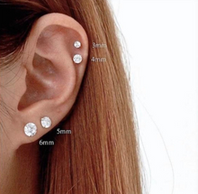 Load image into Gallery viewer, Hypoallergenic Ball Screw Back FAZ Diamond Stud Earrings