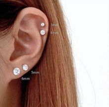 Load image into Gallery viewer, Hypoallergenic Ball Screw Back FAZ Diamond Stud Earrings
