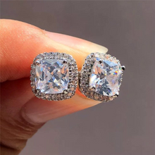 Load image into Gallery viewer, 18K GP Cushion Cut Bold CZ Bridal Stud Earrings