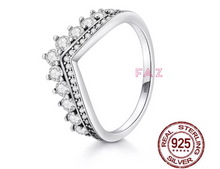 Load image into Gallery viewer, S925 Sterling Silver Princess Crown CZ Ring