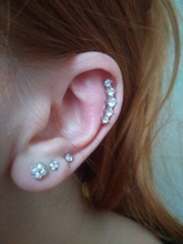 Load image into Gallery viewer, 316L Stainless Steel Cubic Zirconia Cartilage Tragus Ear Helix CZ Ear Cuff Ball back Screw on Earrings No Allergy 16g
