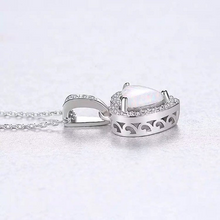 Load image into Gallery viewer, Genuine Solid 925 Sterling Silver Heart Opal chain charm Choker Necklace with Gold plated Heart Opal Stud Earrings Bridal Jewlery Set