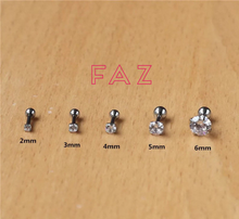 Load image into Gallery viewer, 2Pcs Solid Surgical Steel Hypoallergenic Ball Screw Back Kids Adults CZ Diamond Stud Earrings Cartilage Helix Tragus Mini Stud 16G 18G
