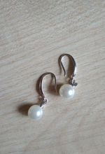 Load image into Gallery viewer, 925 Sterling Silver Plated 8mm Pearl Dangle Drop Bridesmaid Earrings