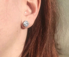 Load image into Gallery viewer, S925 Sterling Silver Filled Platinum Plated Square 1.90 ct CZ Diamond Silver Stud Earrings Bridal Collection