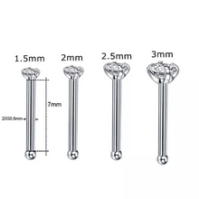 Load image into Gallery viewer, Solid 316L Surgical Steel 18K Gold Plated Mini Stud Earrings Nose Pin Bone twist Back CZ 1.5mm 2.0mm 2pc (PAIR) 20g