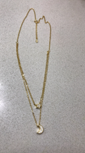 Load image into Gallery viewer, S925 Star & Moon 3D Pendant Double Layer Necklace Adjustable Chain Choker Necklace 40cm+5cm